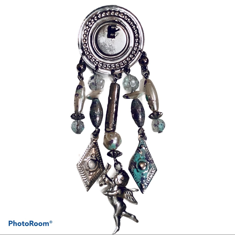 Vintage Paint Splattered Cherub Silver Earrings. - Picture 2 of 3
